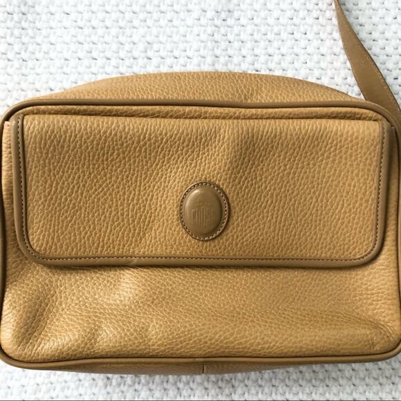 Mark Cross Vintage Tan Leather Rectangular Front Flap Top Zipper Crossbody Bag - Picture 5 of 14
